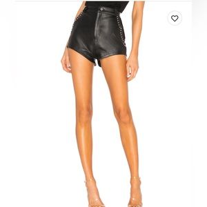 Leather studded shorts